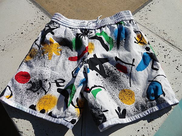 Vintage 80s Speedo Reversible Abstract Art Swim Trunks size M